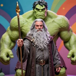 film still of gandalf starring as the hulk, matte painting, vibrant, colorful, 4 k, artstation, cgsociety