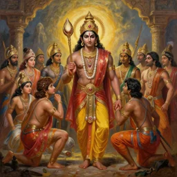 an epic cinematic scene from Ramayan, by Heromemus bosch, oil on canvas, super detailed, HDR, HD, 4K, 8K, trending on ArtStation concept art.