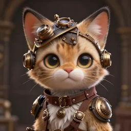 a beautiful half body portrait of a cute anthropomorphic steampunk cat fursona. big eyes. character design by cory loftis, fenghua zhong, ryohei hase, ismail inceoglu and ruan jia. volumetric light, detailed, rendered in octane