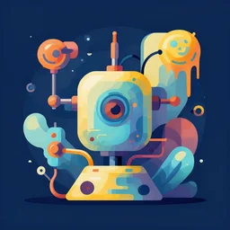 abstract two color vector illustration of an creative machine