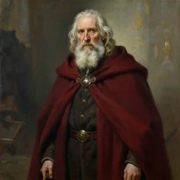 old man+dark red cape+fantasy+painting+stylized+highly detailed+rich color+medium shot