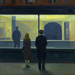 Nighthawks by Edward Hopper, ultra realistic, HD,