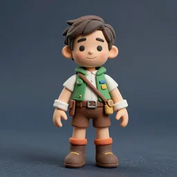 a vintage scifi boy explorer scout claymation action figure, realistic materials, by joop geesink and pixar