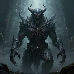 an eldritch giant, horrid creature, evil, ominous