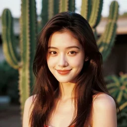 vintage analog portrait of a kindness pinhead from the movie hellraiser, very attractive and beautiful, kawaai, cactus head, summertime, smiling, warm tones, depth of field, color bleed, dramatic light
