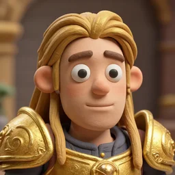 gold paladin, james jean style, claymation style, perfect face, fantasy protrait, 8 k realistic, hyper detailed