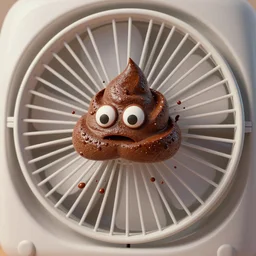 poop impact across plastic fan, splashes, interior view, trending on artstation, digital art, extremely detailed