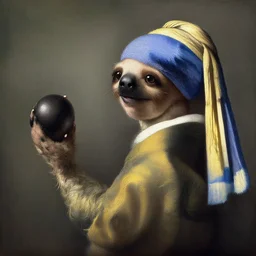 luchador sloth painting by vermeer