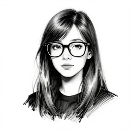 a nerdy young woman from berlin with big glasses, character portrait, ink drawing, black and white, concept art by tim bradstreet