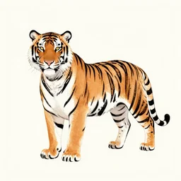 tiger in the style of a minimalist 1940s ink illustration