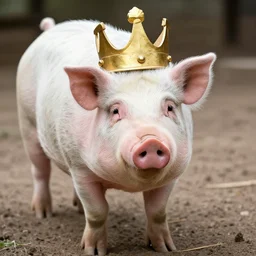 A realistic photo of king pig