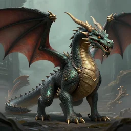 Dragon with fantasy background , digital art , trending on artstation , matte painting , Hyperdetailed , CGSociety
