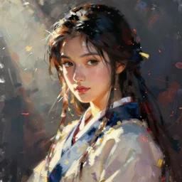 beautiful portrait of oichi , tzuyu from twice in sengoku basara in the paintetly style of WLOP, artgerm, brush stroke oil painting, dynamic lighting, imagine fx, artstation