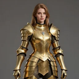 hyper realistic and highly detailed of a woman golden armor, greg rutkowski, zabrocki, karlkka, jayison devadas, intricate, trending on artstation, 8 k, unreal engine 5, pincushion lens effect