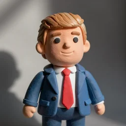 close up of donald trump claymation doll, dslr photo