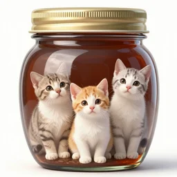 kittens in a massive marmite jar