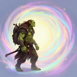 side profile, male orc - gremlin ranger, gloomhaven, luminescent, colorful swirly magic ripples, pastel colors, by greg manchess, huang guangjian, gil elvgren, sachin teng, greg rutkowski, jesper ejsing, ilya kuvshinov