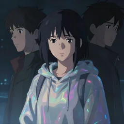 beautiful young Himalayan woman, sad, futuristic, somber, iridescent sci-fi hoodie, by Makoto Shinkai and Wojtek Fus, by studio trigger, rossdraws, ambient occlusion