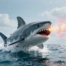 a tiget being blown up like in jaws realistic cinematic 3 5 mm