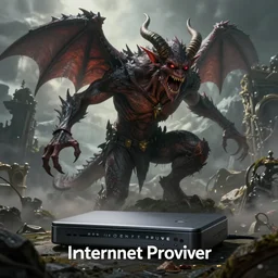 a demon raging at the internet provider | fantasy art