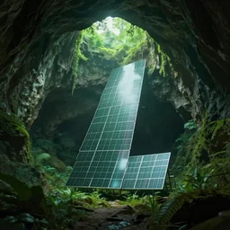 green energy source in a mystical cave, photoreal, dramatic, cinematic, detailed, magnificiant, realistic, photo real, unreal engine 5, rule of thirds, dynamic lighting, in the style of eddie mendoza, raphael lacoste and sebastian luedke