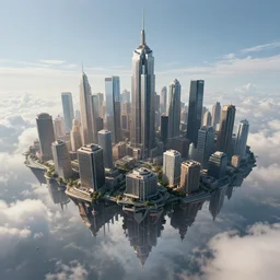 megacity floating in the sky, epic scale, highly detailed, trending on artstation