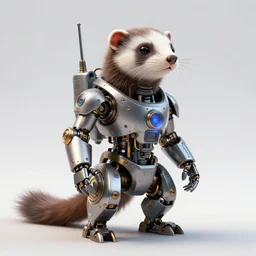 futuristic steampunk ferret - shaped robot, steam - powered digital ferret - shaped mechanical robot, amazing digital concept art