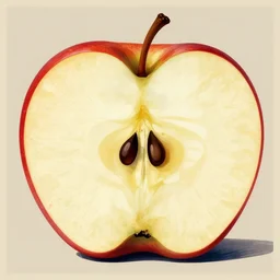 apple cross section, limited neutral palette, by pascal campion, petros afshar, anton fadeev, dean ellis, randolph stanley hewton, beautiful graphic, propaganda poster art 1 9 7 0 s illustrated advertising art, painterly design