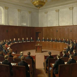 high quality high detail painting by ilya repin, court room, hd