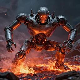 Movie scene robot lava fight by Emmanuel Lubezki