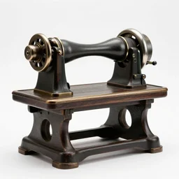 vintage lathe, high detail macro photography, isolated on a pure white background, centered, entire object in frame, sharp focus, soft studio lighting