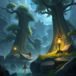 photo cartoon illustration comic manga painting of amazon environement : 6 fantasy environement, digital painting, volumetric lighting by feng zhu, 3 d alejandro alvarez alena aenami artworks in 4 k beeple, by thomas kinkade hearstone league of legends dofus overwatch