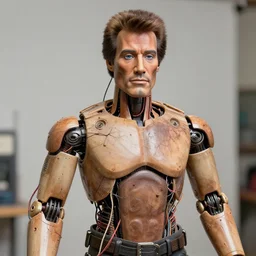 animatronic John Travolta, exposed wires, photo, Stan Winston studios, detailed, 4k