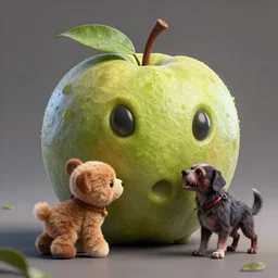 beautiful digital fantasy illustration of alien fruit, a creepy dog attacking a stuffed animal, octane render, detail texture, unreal engine, 8 k, photographic quality, ultra hyper realistic quality