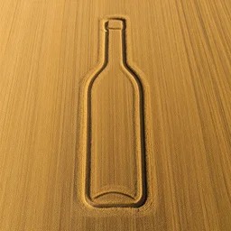 aeriel view photography of crop circle forming a wine bottle drawn in the crop