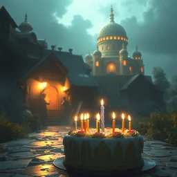 a birthday, cinematic lighting, establishing shot, art by jordan grimmer