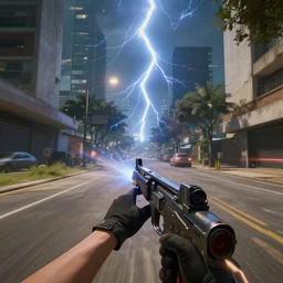 a first person shooter game trailer on sao paulo, cinematic lightning, ray tracing, unreal engine 5, photorealistic
