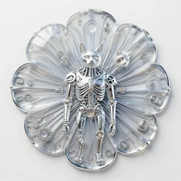 epic, translucent, SSS, transparent, xray, vaporwave, flat shaped chrome relief, fossil, mechanic bionic fungus flower cyberpunk cats skeleton mechabot, wires, joints, buttons, gears, dissection relief, by Lorenzo Ghiberti, by Goga Tandashvili, artstation, cgsociety, at Khajuraho, by jonathan ivy, by artgerm
