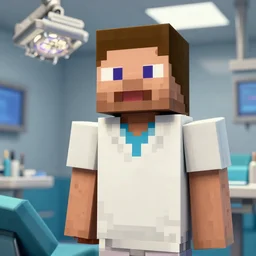 a highly detailed minecraft portrait of a dentist, james gurney, james jean