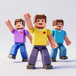 high quality 3d render of dancing block figures looking like roblox figures, bright and fun colors, octane render, trending on artstation