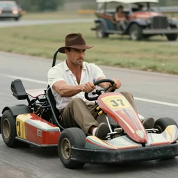 a film still of indiana jones on a go kart