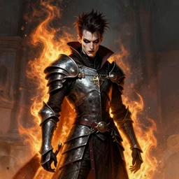 portrait of a skinny punk goth wizard wearing armor by simon bisley, john blance, frank frazetta, fantasy, thief warrior flames