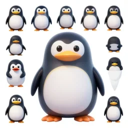 fat penguin, 3D Character spritesheet