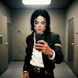 Michael Jackson taking a selfie in the backrooms, liminal spaces, backrooms background, selfie photo,