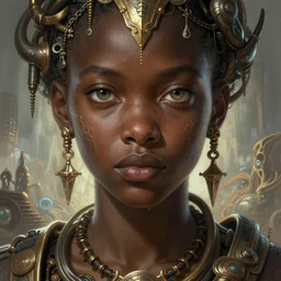 african biopunk alchemist, science fiction, highly detailed, digital painting, beautiful eyes, symmetry, concept art, sharp focus, illustration, global illumination, radiant light, detailed and intricate environment, art by artgerm and greg rutkowski and magali villeneuve and ilya kuvshinov!