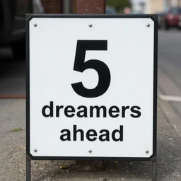 a sign outside area 5 1 saying'warning dreamers ahead'