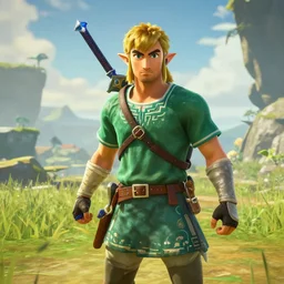 in game footage of chuck norris from the legend of zelda breath of the wild, breath of the wild art style.