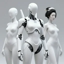 fine art portrait mid shot minimal cyborg mech by ilm and bill sienkiewicz, emmanuel shiu, zaha hadid, mgxs, neo - futuristic plastic tactical armor, geisha, fluoro, studio, mamiya 6 5 mm, iso 4 0 0, f / 5. 6, hyperrealism, studio lighting, studio, high detail, sharp focus, trending on artstation, cgsociety