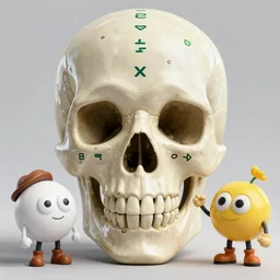 skull, matrix code, cartoon, borderlands, funny, highly detailed
