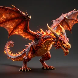 a fire dragon, 3d render, hyperrealistic, 8k
